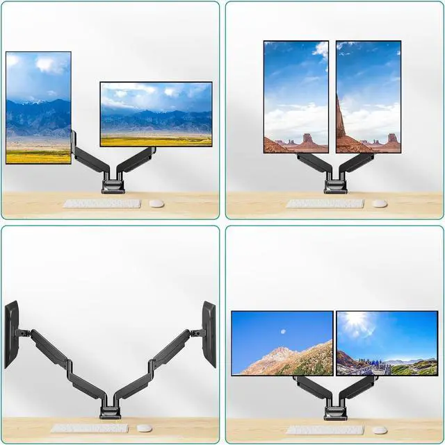 Alt view image 5 of 7 - MOUNT PRO Dual Monitor Stand Fits Max 42 Inch Computer Screen, Heavy Duty Premium Monitor Mount for 2 Monitors, Each Arm Holds up to 33lbs, Ultrawide 2 Monitor Desk Mount, VESA Mount 75x75mm/100x100mm