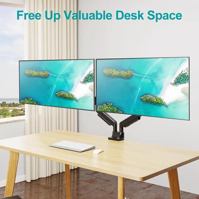 Alt view image 7 of 7 - MOUNT PRO Dual Monitor Stand Fits Max 42 Inch Computer Screen, Heavy Duty Premium Monitor Mount for 2 Monitors, Each Arm Holds up to 33lbs, Ultrawide 2 Monitor Desk Mount, VESA Mount 75x75mm/100x100mm