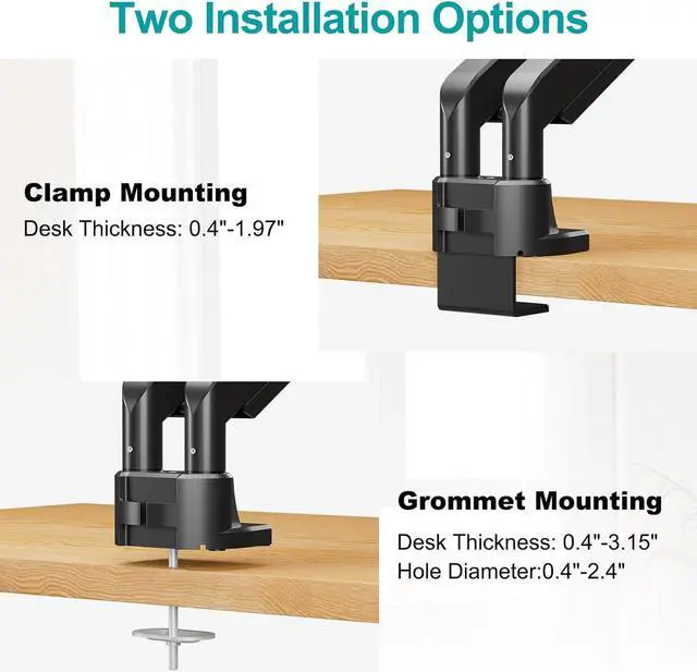 Alt view image 6 of 7 - MOUNT PRO Dual Monitor Stand Fits Max 42 Inch Computer Screen, Heavy Duty Premium Monitor Mount for 2 Monitors, Each Arm Holds up to 33lbs, Ultrawide 2 Monitor Desk Mount, VESA Mount 75x75mm/100x100mm
