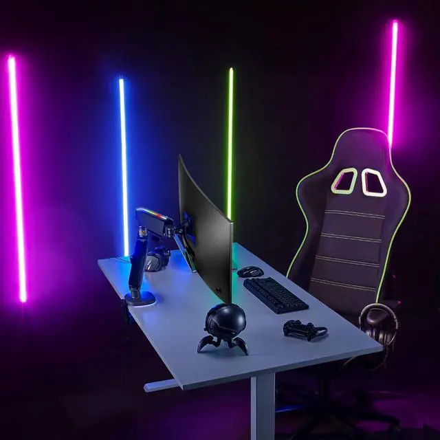 Alt view image 5 of 7 - AVLT Single 27-45 RGB Gaming Monitor Arm Desk Mount Built-in 20 Lighting Modes Touch Button Control Fits Flat/Curved/Ultrawide Screens Height Swivel Tilt Rotation Adjustable Stand -Dark Gray
