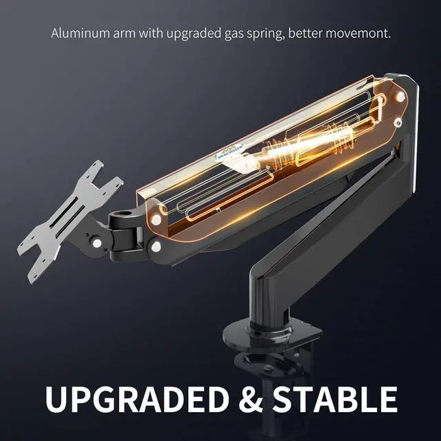Alt view image 3 of 7 - Bracwiser Monitor Mount 17-32 Inch Adjustable Gas Spring Desk Mount Stand Hold up to 22lbs with Clamp/Grommet Mounting Base (MD82)