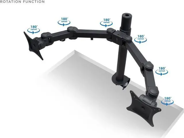 Alt view image 5 of 7 - Mount-It! Dual Monitor Mount | Double Monitor Desk Stand | Fits 2 Computer Screens 19 20 21 22 23 24 27 Inches | C-Clamp and Grommet Base | Heavy Duty Full Motion Arms | VESA 75 100 Compatible