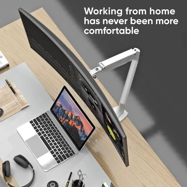 Alt view image 7 of 7 - ONKRON Single Monitor Mount for 13-32 Inch Screen up to 19.8 lbs, Gas Spring Monitor Arm VESA 75x75 & 100x100, Adjustable Computer Screen Mount for Desk with Swivel, Tilt, Rotation White