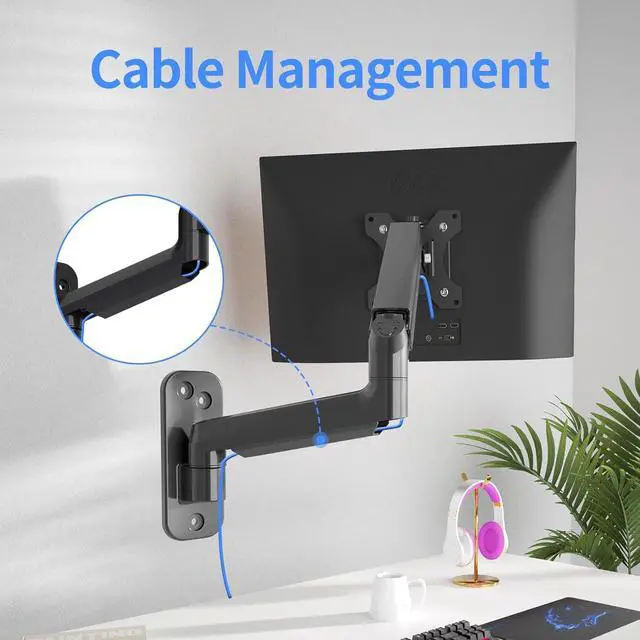 Alt view image 6 of 7 - suptek Single Monitor Wall Mount for 17 to 32 Inch Screens, Gas Spring Monitor Arm Wall Mount Holds Up to 17.6lbs, Full Motion Adjustable,VESA Mount 75x75, 100x100(WM01A)