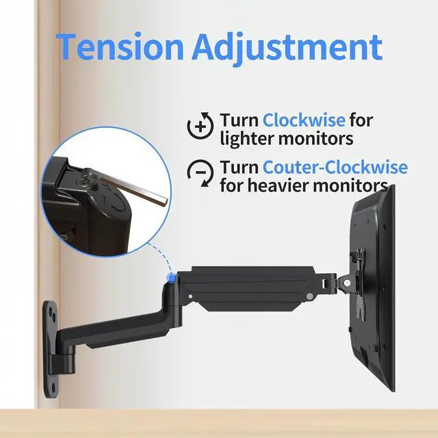 Alt view image 2 of 7 - suptek Single Monitor Wall Mount for 17 to 32 Inch Screens, Gas Spring Monitor Arm Wall Mount Holds Up to 17.6lbs, Full Motion Adjustable,VESA Mount 75x75, 100x100(WM01A)