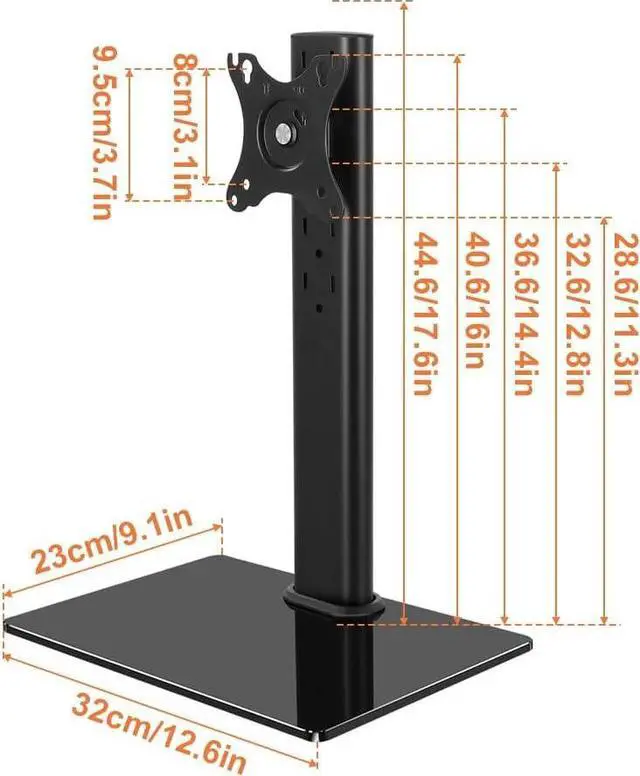 Alt view image 3 of 6 - KKTONER Single Computer Monitor Stand Free Standing Desk Vesa Mount for 13 inch to 32 inch Screen Height Adjustable Monitor Mount Swivel Vesa 75 * 75mm/100 * 100mm Hold up 77Lbs