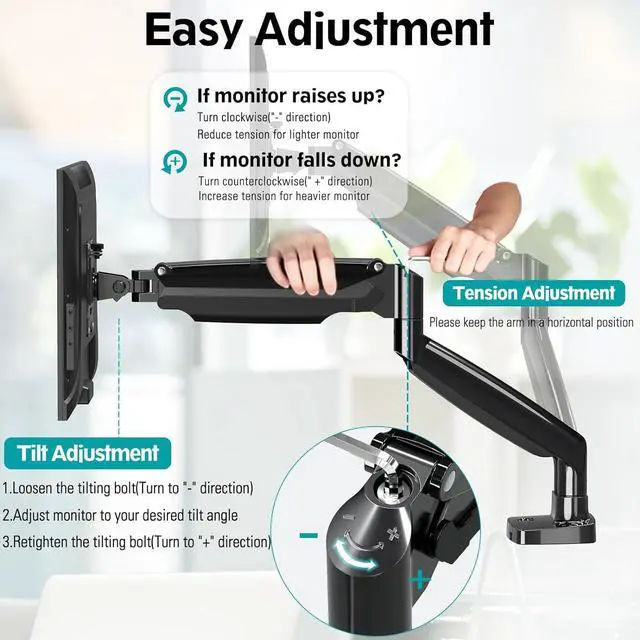 Alt view image 2 of 7 - MOUNT PRO Dual Monitor Desk Mount fits 22 to 35 Ultrawide Computer Screen, Holds up to 26.4lbs Each, Fully Adjustable Long Monitor Arm for Two Monitors, Gas Spring Monitor Stand, 100x100 VESA Mount