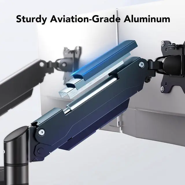 Alt view image 7 of 7 - HUANUO Dual Monitor and Laptop Mount for Max 32 Monitor and 17 Laptop, Adjustable Spring Arm with Tilt, Swivel and Rotation, Dual Monitor and Notebook Stand with VESA Bracket 75/100 mm