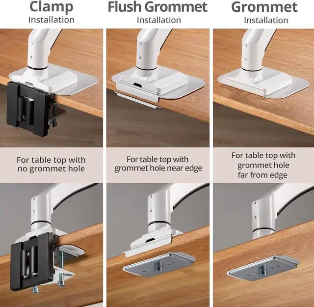 Alt view image 3 of 7 - AVLT Adjustable Reinforcement Plate Bracket Mount for Fragile Tabletop - Supports Monitor Stand with C Clamp Or Grommet Installation - White