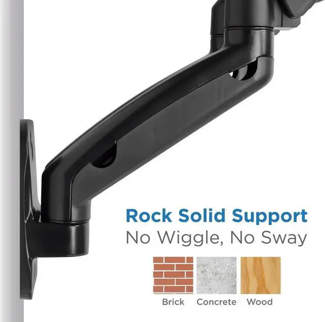 Alt view image 7 of 7 - Mount-It! Dual Monitor Wall Mount - 2 Monitor Wall Mount Arms - Full Motion Adjustable Computer Monitor Wall Mount with Articulating Arms for up to 27" Screens with 75 or 100 VESA Patterns