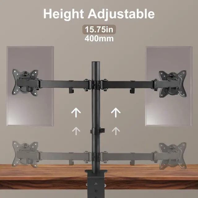 Alt view image 5 of 7 - Dual Monitor Desk Mount Easily Set UpFully Adjustable Monitor Mount for 2 Monitors Up to 32 Inch,Heavy Duty Dual Monitor Stand Holds up to 22 LBS