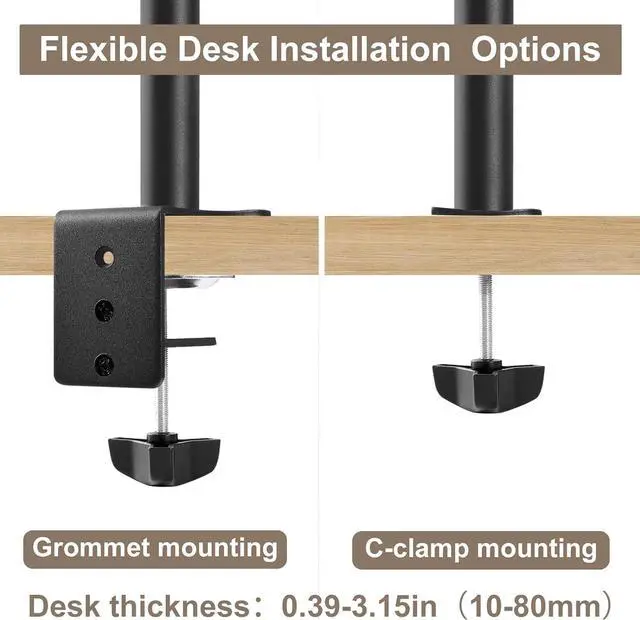 Alt view image 7 of 7 - Dual Monitor Desk Mount Easily Set UpFully Adjustable Monitor Mount for 2 Monitors Up to 32 Inch,Heavy Duty Dual Monitor Stand Holds up to 22 LBS