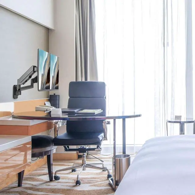 Alt view image 3 of 7 - SIIG Dual Arm Monitor Wall Mount for 17" to 32" Screens, Up to 17.6lbs per Monitor, Heavy Duty Aluminum Gas Spring with Rotation, Tilt, Swivel, VESA 75x75 or 100x100 (CE-MT2M12-S1)