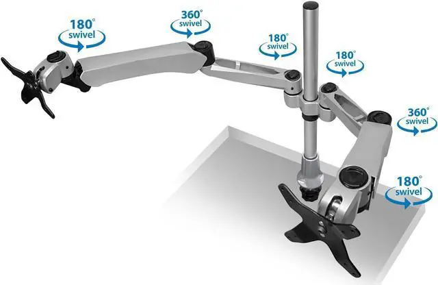 Alt view image 6 of 7 - Mount-it! Height Adjustable Full Motion Two Monitor Computer Desk Mount Spring Arm Quick Release with Grommet Base (MI-45111)