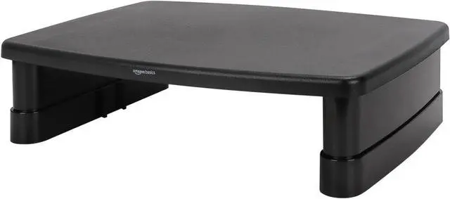 Main image of Basics Rectangular Adjustable Computer Monitor Riser Desk Stand for Reduced Neck Strain - Fits Monitors, Laptops Up to 22lbs, Black