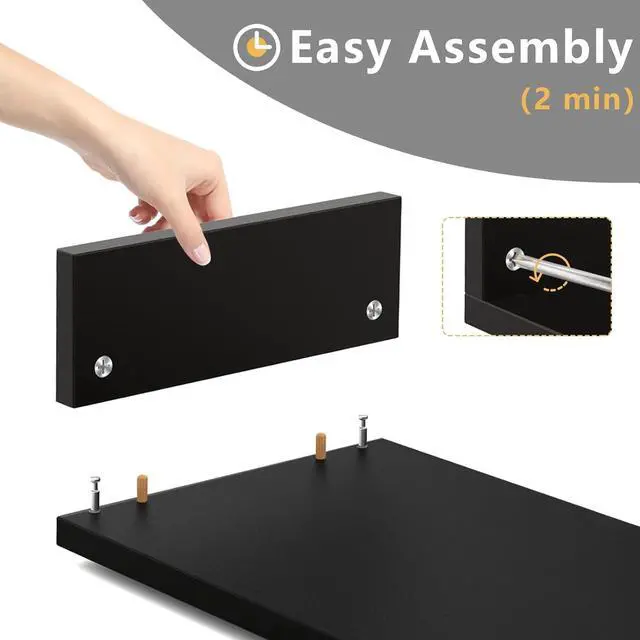 Alt view image 7 of 7 - TAVR Dual Monitor Stand Riser Office Desktop Organizer Stand for 2 Monitors, Adjustable Length and Angle 3 Shelf, Extra Long Multifunctional Stand up to 43.3" fit Computer, Laptop, TV, Black