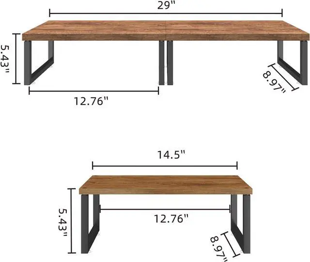 Alt view image 3 of 7 - Simple Trending 2 Pack Monitor Stand Riser, Wood Desk Storage Organizer for Office Laptop, Computer, Antique Brown