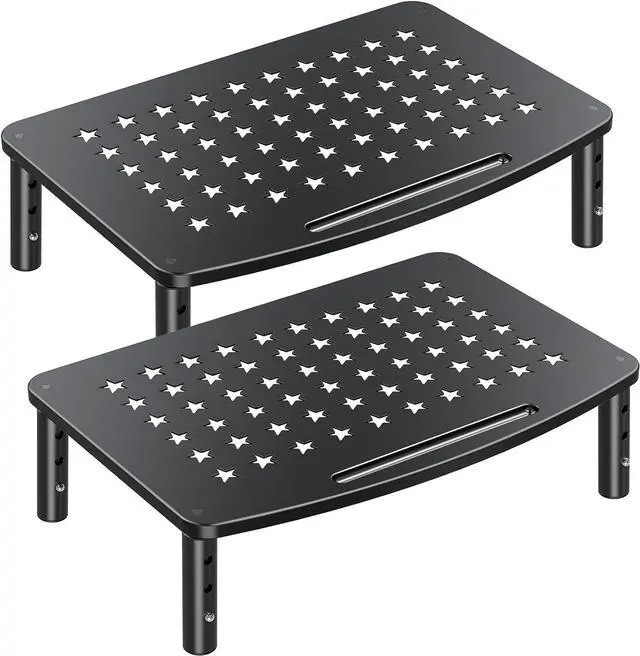 Main image of Zimilar 2 Pack Monitor Stands, 3 Height Adjustable Riser for Laptop, Printer, iMac, PC, Premium Metal Stand for 2 Monitors