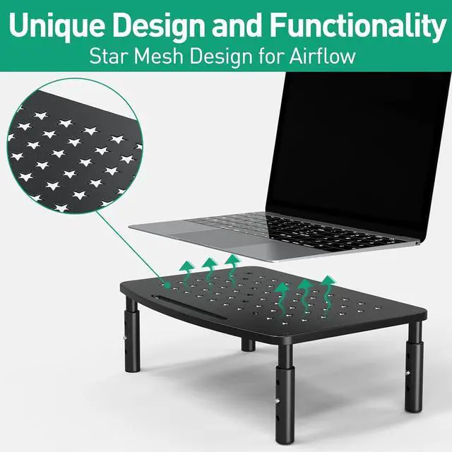 Alt view image 4 of 7 - Zimilar 2 Pack Monitor Stands, 3 Height Adjustable Riser for Laptop, Printer, iMac, PC, Premium Metal Stand for 2 Monitors