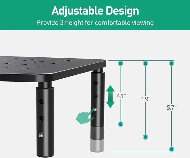 Alt view image 5 of 7 - Zimilar 2 Pack Monitor Stands, 3 Height Adjustable Riser for Laptop, Printer, iMac, PC, Premium Metal Stand for 2 Monitors
