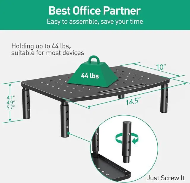 Alt view image 6 of 7 - Zimilar 2 Pack Monitor Stands, 3 Height Adjustable Riser for Laptop, Printer, iMac, PC, Premium Metal Stand for 2 Monitors