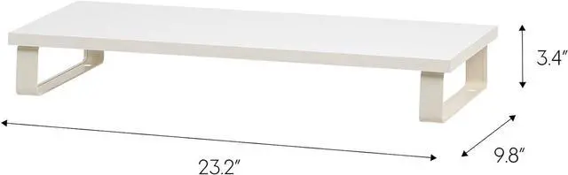 Alt view image 2 of 7 - IRIS USA 1-Tier Multi-Purpose Modern PC Monitor Organizer Stand with Metal Legs, Ergonomic Desktop and Countertop Riser for Computer Laptop TV Kitchen Pantry and Closet Organization, White