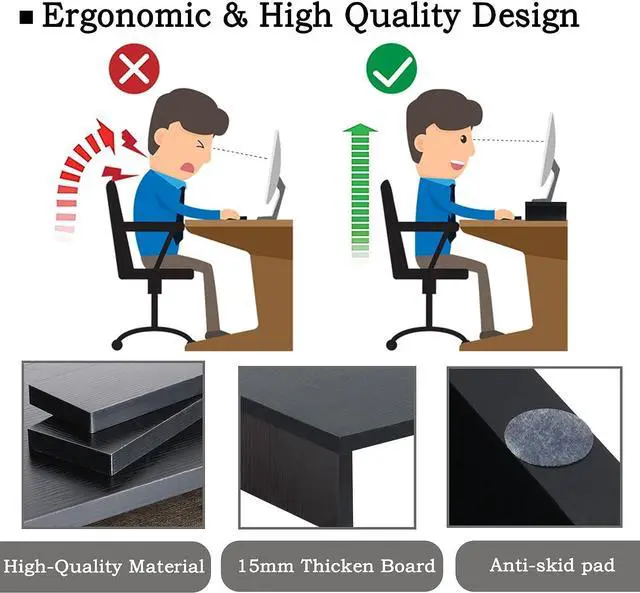 Alt view image 4 of 7 - Wood Monitor Stand Riser-2 Pack 2 Tier Adjustable Monitor Stand Dual Monitor Riser for 2 Monitors/Laptop/PC Black Computer Stand for Desk