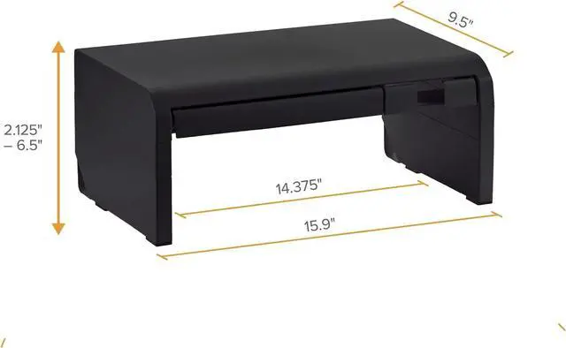 Alt view image 6 of 7 - Bostitch Konnect Adjustable Monitor Riser with Drawer & Cell Phone Holder, Laptop Stand for Desk, 4 Height Levels, Cable Management & Rubber Feet