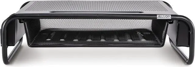 Alt view image 4 of 7 - Allsop 32166 Metal Art Organizer 5 Riser Monitor Stand with Drawer and Side Caddies, Black