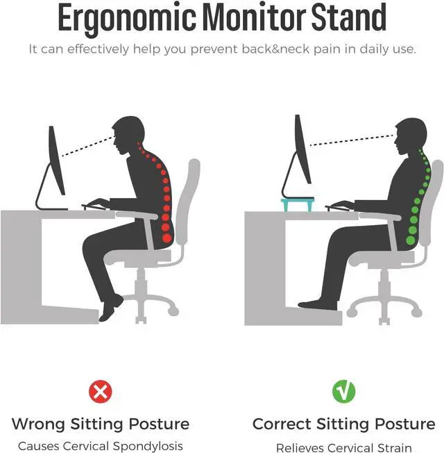 Alt view image 7 of 7 - loukin Monitor Stand Riser for Desk, 22.4" x 8.3" Larger Computer Stand for Laptop, PC, Printer, Sturdy Desktop Computer Shelf with Non-Skid Rubber, Home Office, Natural Wood