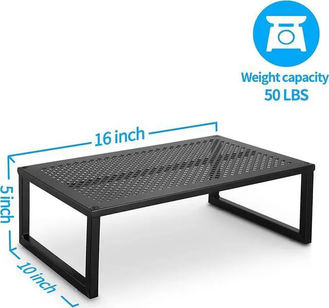 Alt view image 7 of 7 - Simple Trending 2 Pack Monitor Stand Riser, Metal Desk Organizer Stand with Anti-Slip Suction Cup for Laptop, Computer, iMac, Pc, Printer, Black
