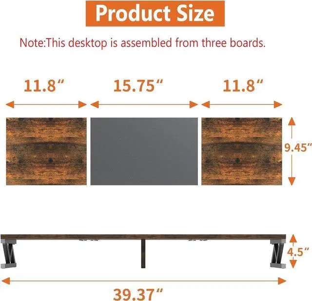 Alt view image 2 of 7 - Dual Monitor Stand Riser, Large Wood Monitor Riser for 2 Monitors, Monitor Lift with Storage for Desk, Sturdy Wood&Steel Multi Screen Stand, Desktop Organizer Monitor Stand for Computer