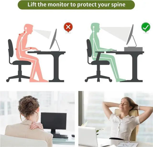 Alt view image 3 of 7 - gianotter Desk Organizers and Accessories, Monitor Stand with Drawer and 2 Pen Holder, Desktop Organizer Suitable for Offices and Dormitories (White)