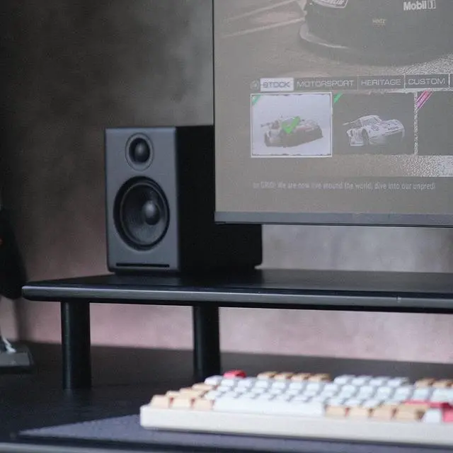 Alt view image 6 of 7 - Bamboo Dual Monitor Stand Riser, Supports 2 Monitors, Printer, Heavy TV up to 300 lbs and 75 Inches