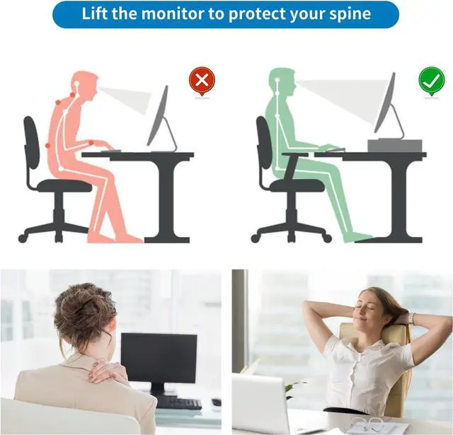 Alt view image 5 of 7 - gianotter Desk Computer Monitor Stand Riser with Drawer and 2 Pen Holder, Desk Accessories & Workspace Desk Organizers, Desktop Organizer for Office Supplies (Black)