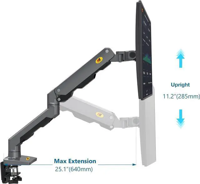 Alt view image 5 of 7 - NB North Bayou Heavy Duty Monitor Arm Desk Mount, Full Motion Stand for 27"-45" Big Screens, 11lbs-33lbs Weight Capacity, Gaming Monitor Stand G60