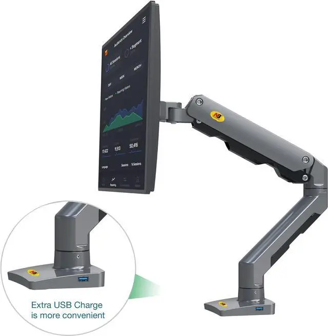 Alt view image 6 of 7 - NB North Bayou Heavy Duty Monitor Arm Desk Mount, Full Motion Stand for 27"-45" Big Screens, 11lbs-33lbs Weight Capacity, Gaming Monitor Stand G60