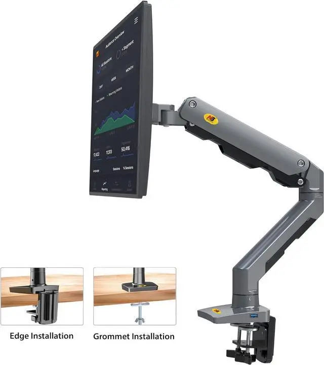 Alt view image 7 of 7 - NB North Bayou Heavy Duty Monitor Arm Desk Mount, Full Motion Stand for 27"-45" Big Screens, 11lbs-33lbs Weight Capacity, Gaming Monitor Stand G60