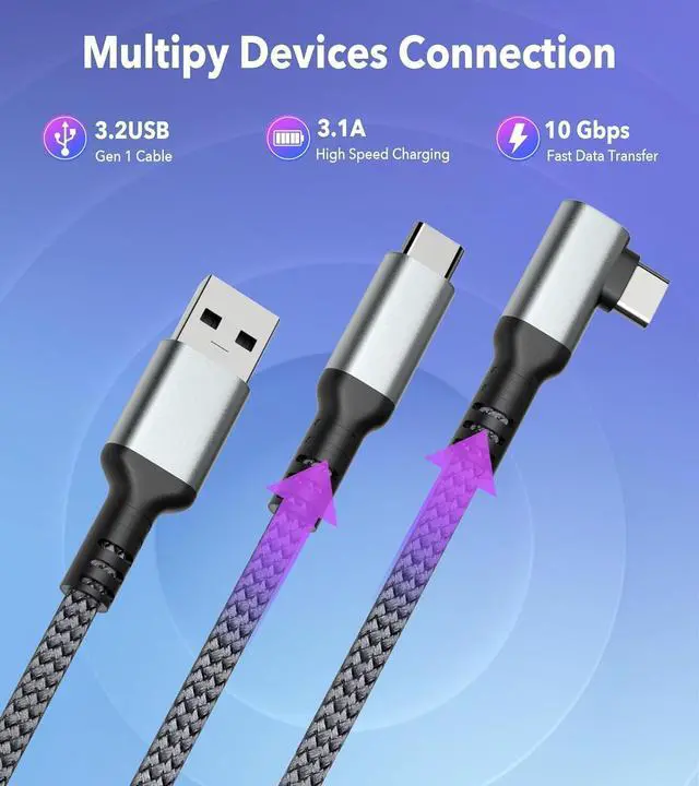 Alt view image 5 of 7 - Link Cable 16 FT for Meta Oculus Quest 3, Quest 2/Pro Accessories, 3 in-1 Charging While Playing All Day, with USB C Sufficient Power for VR Headset (16FT- Charging While Play)