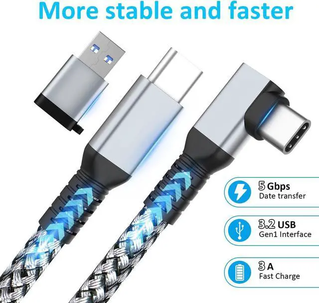 Alt view image 3 of 7 - Link Cable 16FT VR Cable Compatible with Meta Oculus Quest 2/Quest 3S/Quest 3/Pro Pico, Nylon Braided Accessories and Gaming PC Steam VR, USB 3.0 Data Transfer Type C Cable, for VR Headset