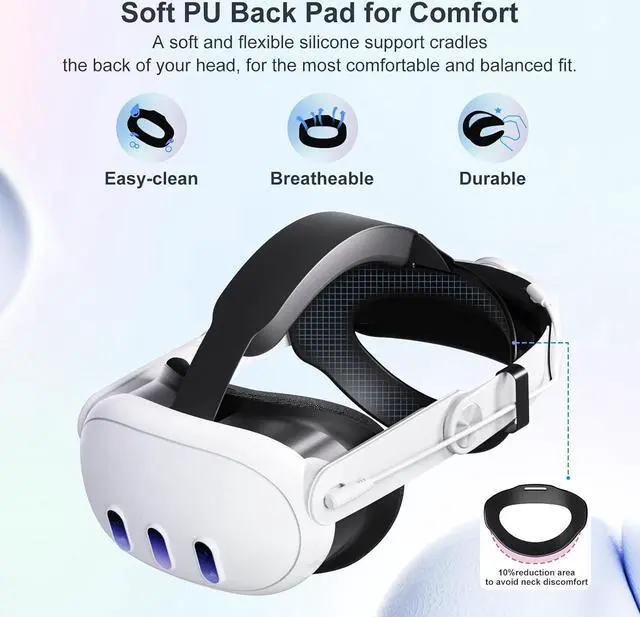 Alt view image 4 of 7 - Aolukytech Comfort Battery Head Strap 10000mAh Compatible with Quest 3 Accessories, Battery Pack Soft Cushion VR Elite Strap for Balance Weight, Extend Playtime & Enhance Immersion & Fast Charge