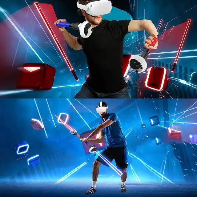 Alt view image 4 of 7 - VR Game Handle Accessories for Quest 2 Controllers, Extension Grips for Playing Beat Saber Gorilla Tag Long Arms, VR Handle Attachments Compatible with Playing VR Games