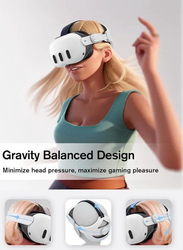 Alt view image 3 of 7 - CNBEYOUNG Adjustable Head Strap Compatible with Quest 2 Quest 3, Replacement for Quest 2/3 Elite Strap Accessories for Enhanced Support and Comfort in VR