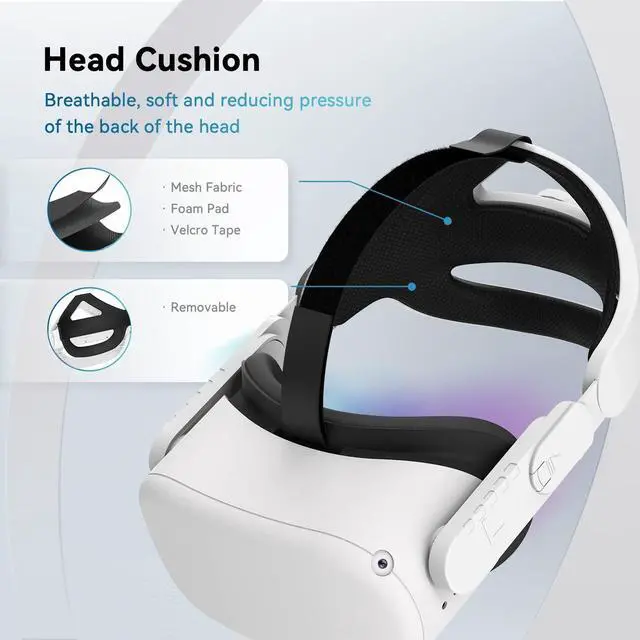 Alt view image 6 of 7 - CNBEYOUNG Adjustable Head Strap Compatible with Quest 2 Quest 3, Replacement for Quest 2/3 Elite Strap Accessories for Enhanced Support and Comfort in VR