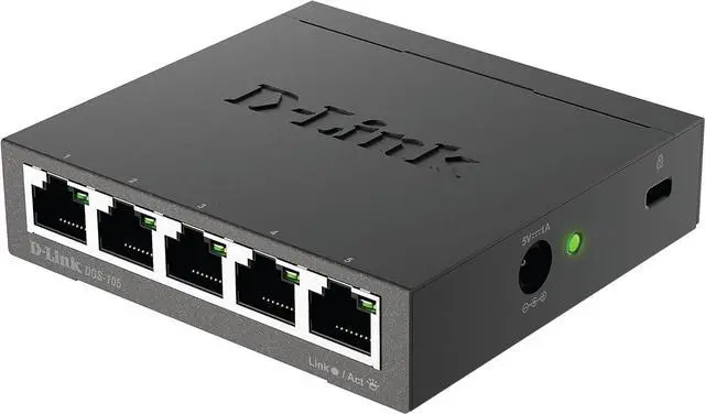 Alt view image 5 of 7 - D-Link Ethernet Switch, 5 Port Gigabit Unmanaged Metal Desktop Plug and Play Compact (DGS-105),Black
