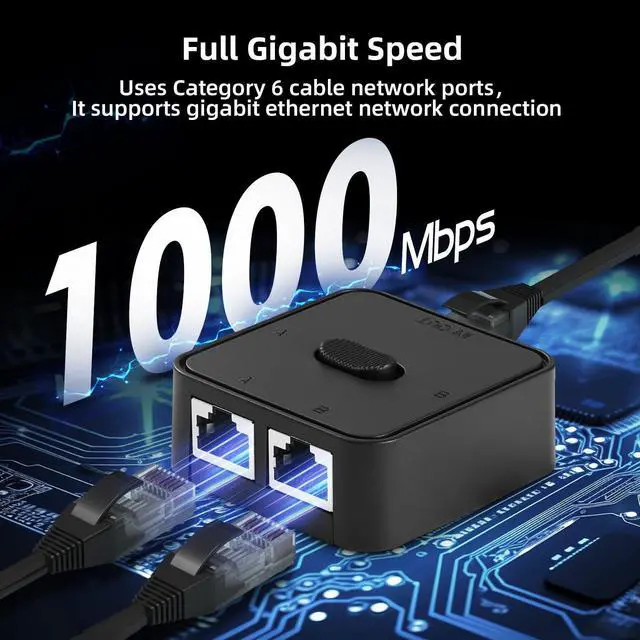 Alt view image 3 of 7 - Binardat Gigabit Network Switcher, Passive Ethernet Selector, in/Out to A or B Network, Bidirectional Manual Switcher, No Power Required