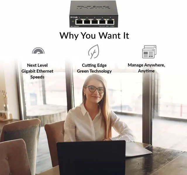Alt view image 5 of 7 - D-Link 5-Port Gigabit Smart Managed Switch | 5GbE Ports | L2 |VLANs | Web Managed | Desktop| Fanless | NDAA Compliant | Lifetime Warranty (DGS-1100-05V2)
