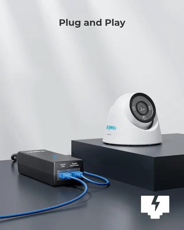 Alt view image 3 of 6 - Reolink Gigabit PoE Injector, Convert Non-PoE to PoE, Supplies PoE+ (30W) or PoE (15.4W), Distance up to 100m, Plug & Play, Suitable for Reolink PoE Cameras/Reolink Video Doorbell PoE, P030U05