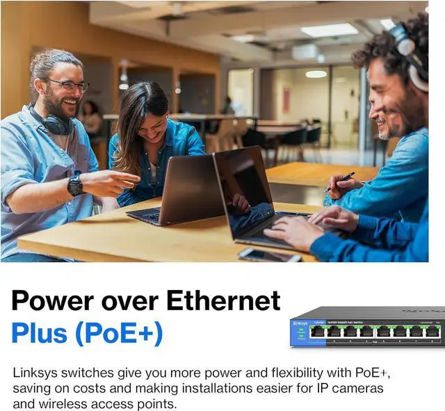 Alt view image 5 of 7 - Linksys LGS116P 16 Port Gigabit Unmanaged Network PoE Switch with 8 PoE+ Ports @ 80W - Ideal for Business, Home, Office, IP Surveillance - Ethernet Switch Hub with Metal Housing, Desktop / Wall Mount