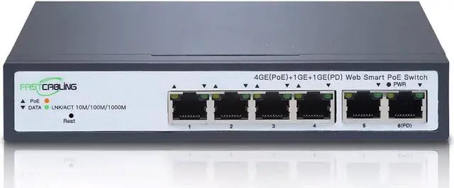 Main image of PoE Passthrough Switch 4 Port, VLAN, QoS, Expand Network Port with Existed Cat5e/Cat6 Cable, Managed 60W PoE Powered Switch, IEEE802.3at/bt
